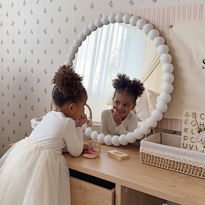 Bobbin Mirror - Round - White