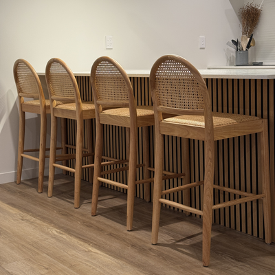 Mateo Curved Rattan Bar Stool - Natural