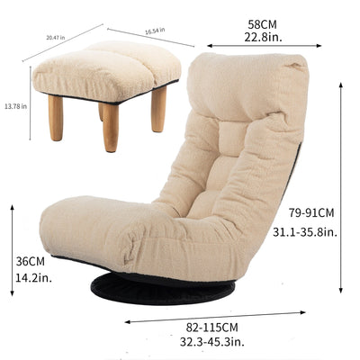 Upholstered Armless Recliner Set with Ottoman and Adjustable Headrest