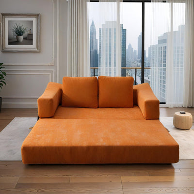 70.87 Upholstered Convertible Sleeper Sofa, Convertible Chair Floor Couch Comfy Sofa for Living Room, Bedroom, Chenille Fabric