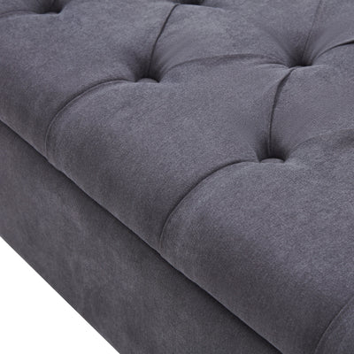 Upholstered Storage Bench Arm Bench Entryway Bench with Tufted Flip Top 50.4 Inches