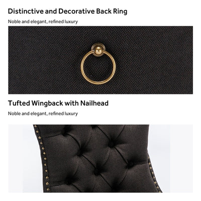 Upholstered Tufted Velvet Dining Chair with Solid Wood Legs Set of 6