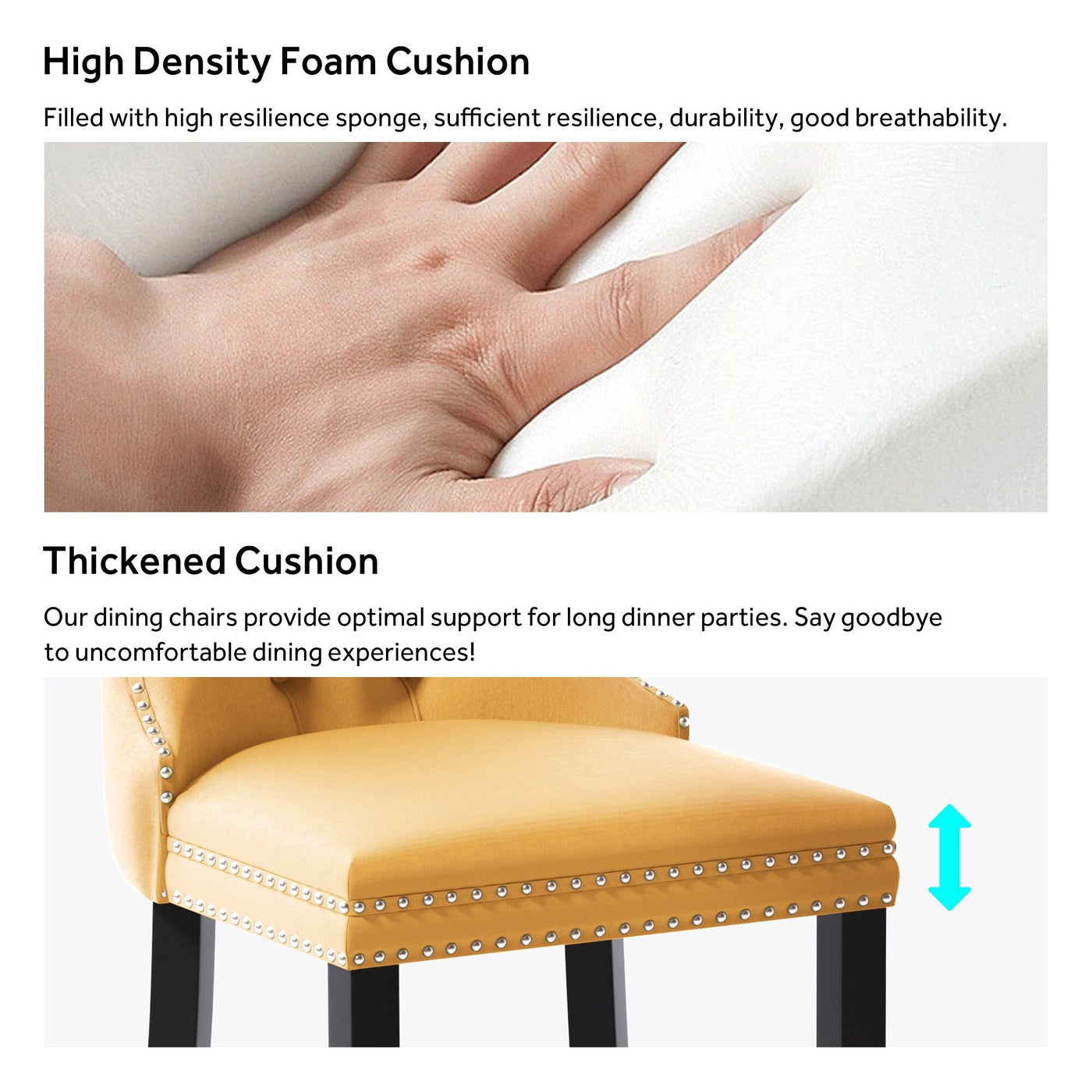 Upholstered Tufted Velvet Dining Chair with Solid Wood Legs Set of 6