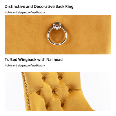 Upholstered Tufted Velvet Dining Chair with Solid Wood Legs Set of 6