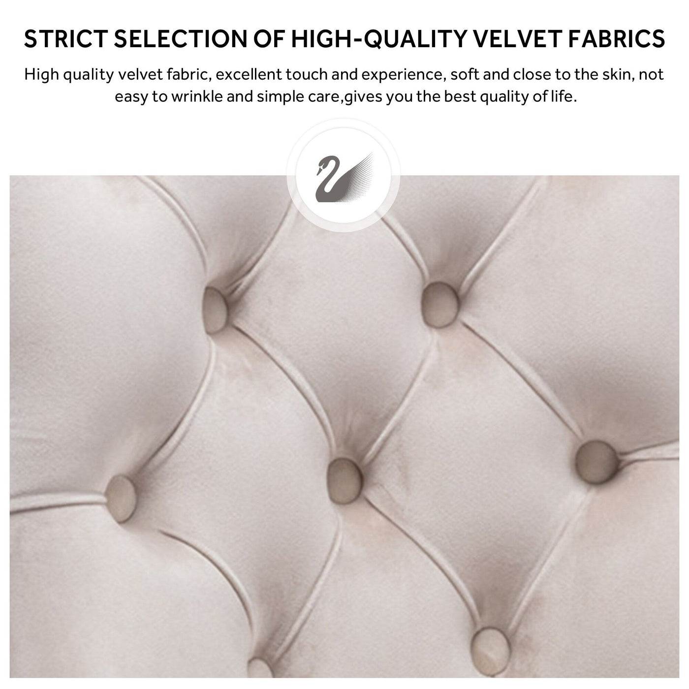 Upholstered Tufted Velvet Dining Chair with Solid Wood Legs Set of 6