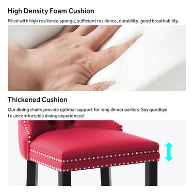 Upholstered Tufted Velvet Dining Chair with Solid Wood Legs Set of 6