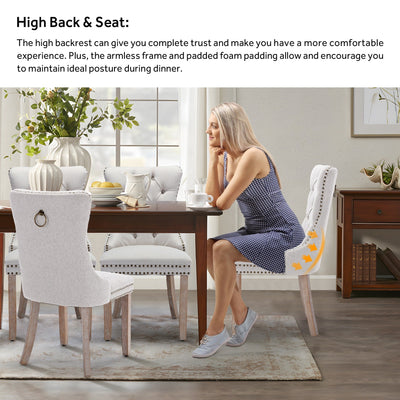 Upholstered Tufted Velvet Dining Chair with Solid Wood Legs Set of 6