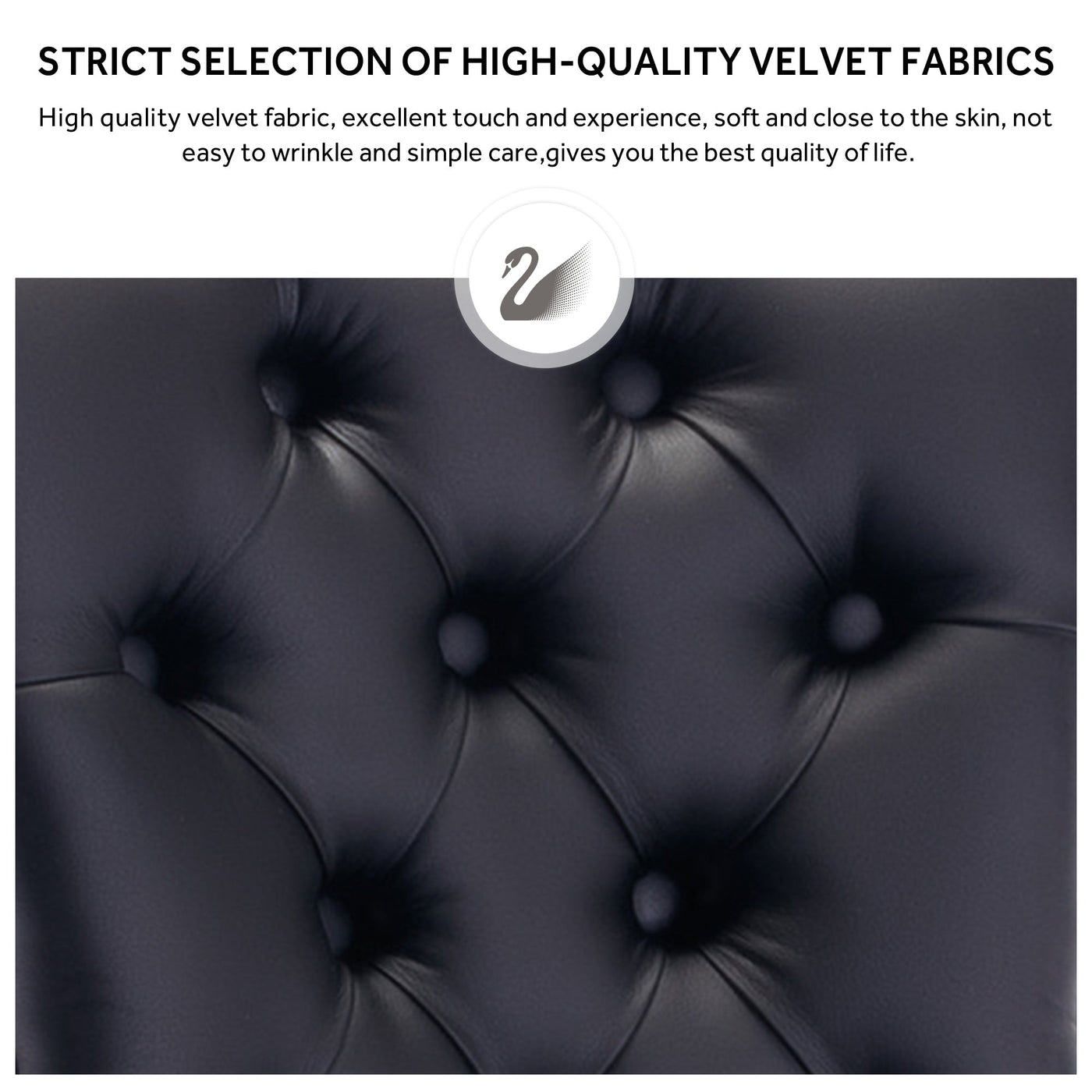 Upholstered Tufted Velvet Dining Chair with Solid Wood Legs Set of 6