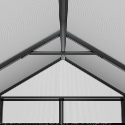 VEIKOUS Aluminum Walk-In Garden Greenhouse Kit with Adjustable Roof Vent and Lockable Door Grey