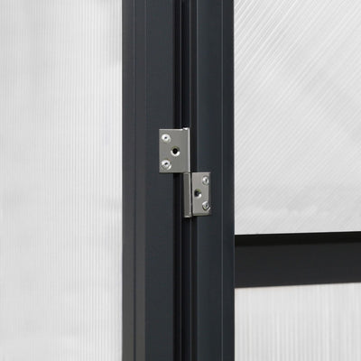 VEIKOUS Aluminum Walk-In Garden Greenhouse Kit with Adjustable Roof Vent and Lockable Door Grey