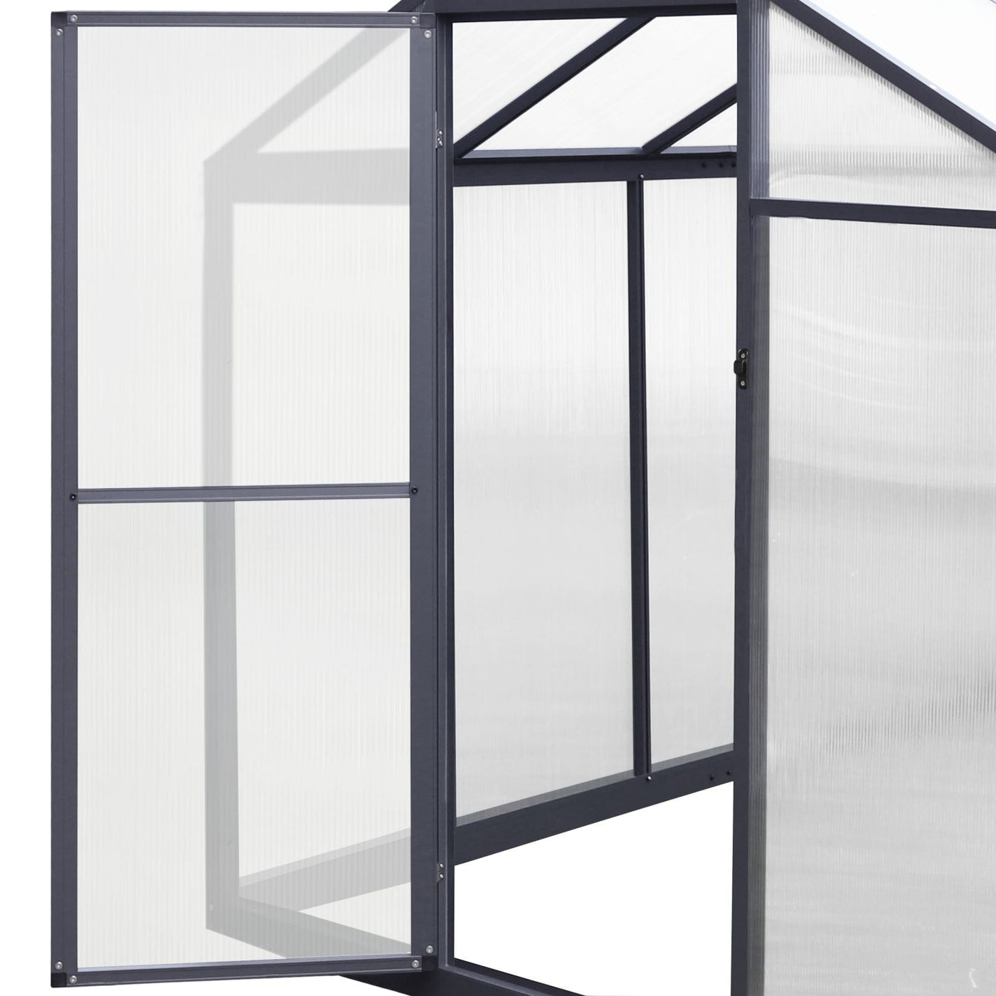 VEIKOUS Aluminum Walk-In Garden Greenhouse Kit with Adjustable Roof Vent and Lockable Door Grey