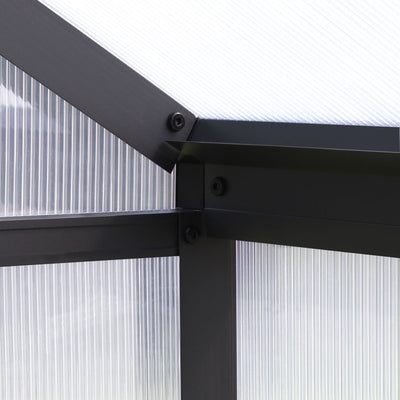 VEIKOUS Aluminum Walk-In Garden Greenhouse Kit with Adjustable Roof Vent and Lockable Door Grey