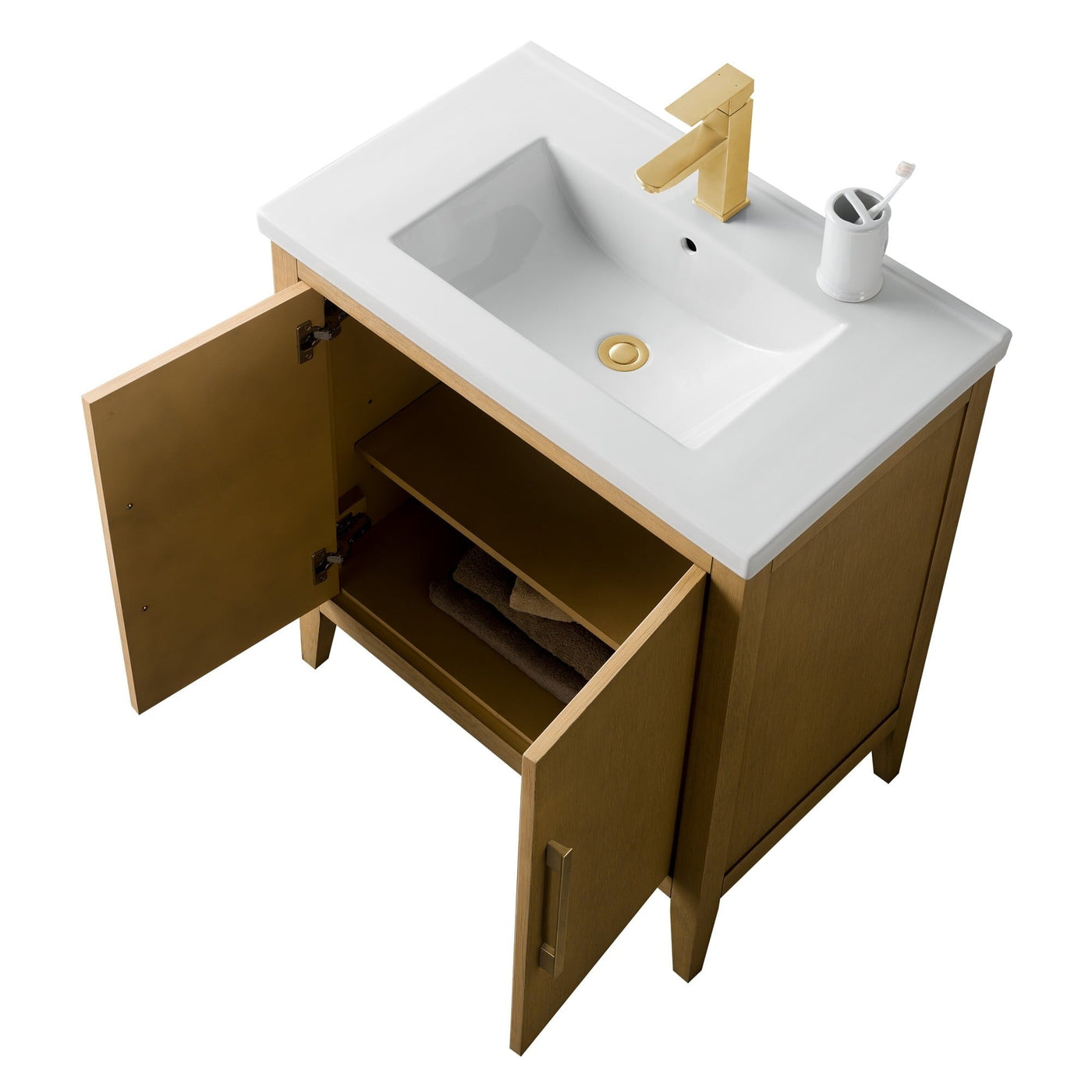 Vanity Art 20 or 24 or 30 Single Sink Bathroom Vanity Cabinet with Ceramic Top
