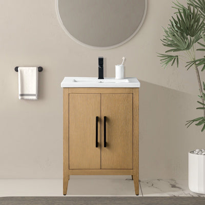 Vanity Art 20 or 24 or 30 Single Sink Bathroom Vanity Cabinet with Ceramic Top