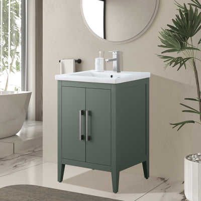 Vanity Art 20 or 24 or 30 Single Sink Bathroom Vanity Cabinet with Ceramic Top
