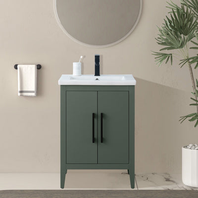 Vanity Art 20 or 24 or 30 Single Sink Bathroom Vanity Cabinet with Ceramic Top