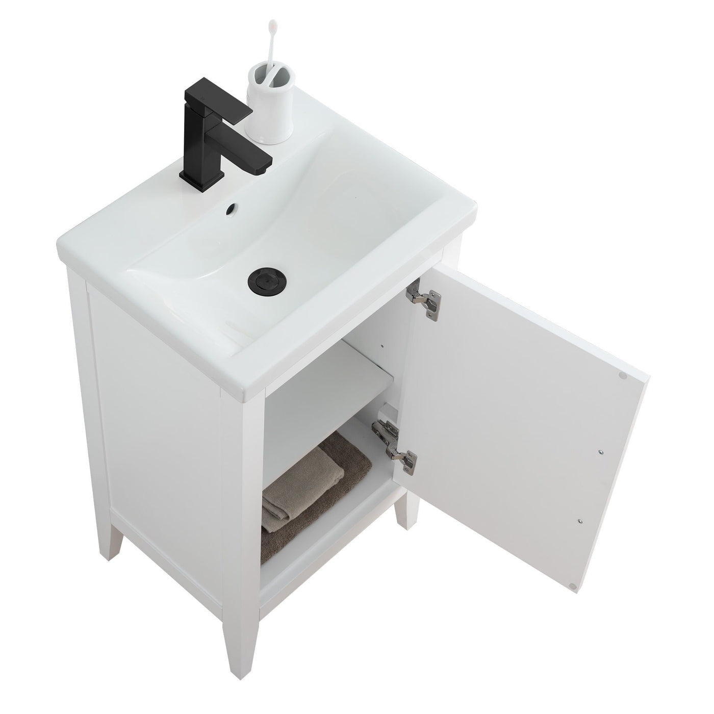 Vanity Art 20 or 24 or 30 Single Sink Bathroom Vanity Cabinet with Ceramic Top
