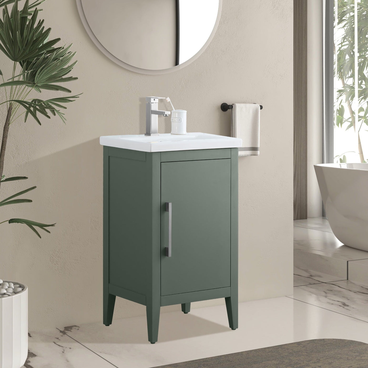 Vanity Art 20 or 24 or 30 Single Sink Bathroom Vanity Cabinet with Ceramic Top