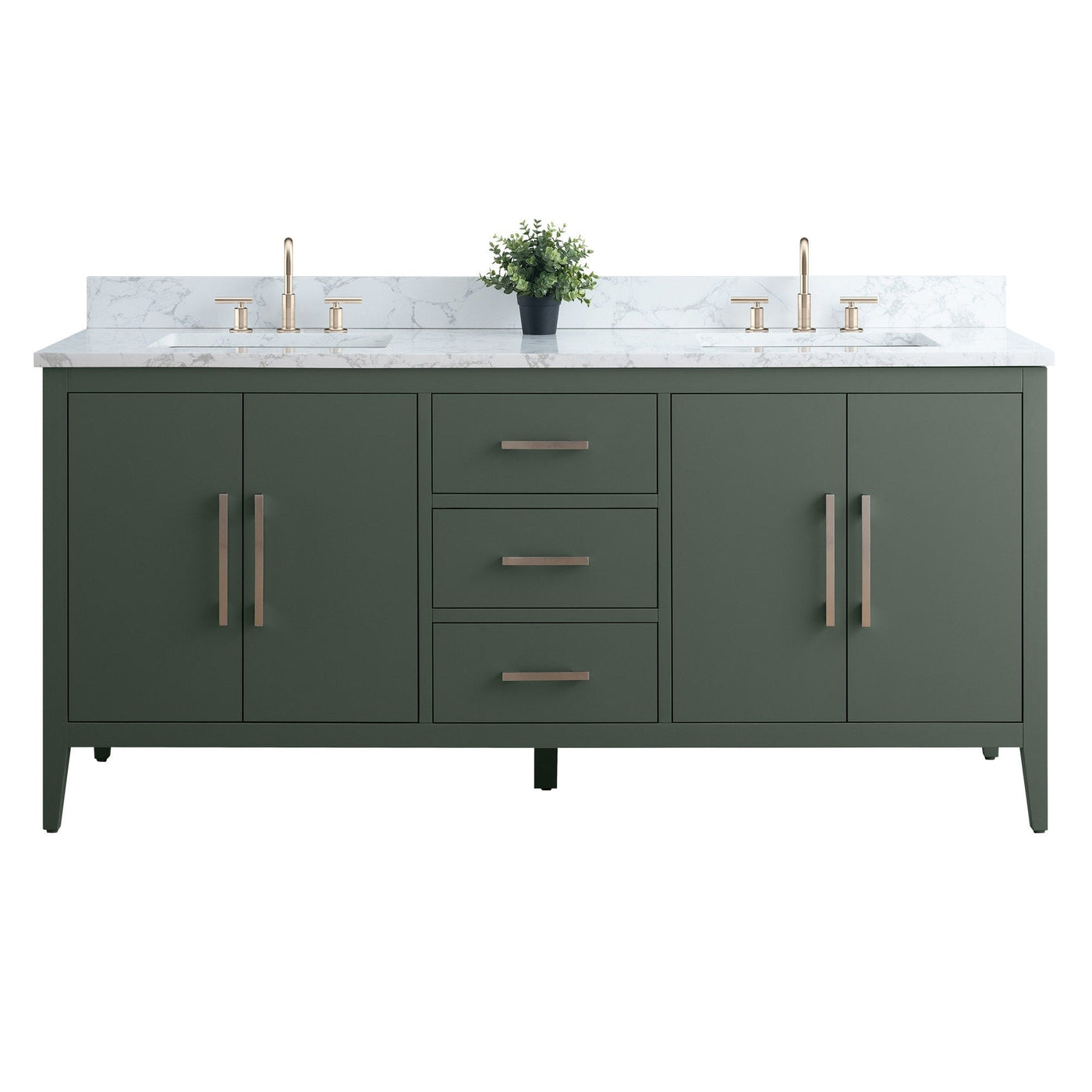Vanity Art 72 Double Sink Bathroom Vanity Cabinet with Engineered Marble Top