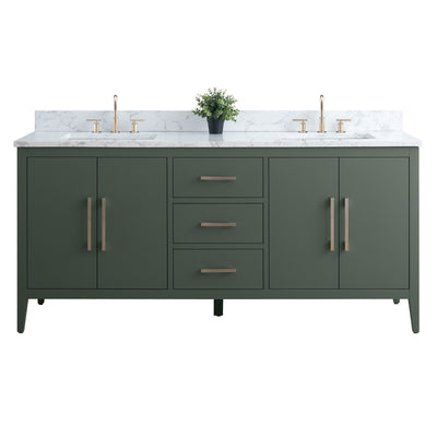 Vanity Art 72 Double Sink Bathroom Vanity Cabinet with Engineered Marble Top