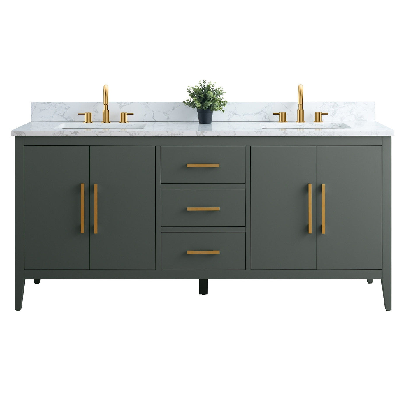 Vanity Art 72 Double Sink Bathroom Vanity Cabinet with Engineered Marble Top