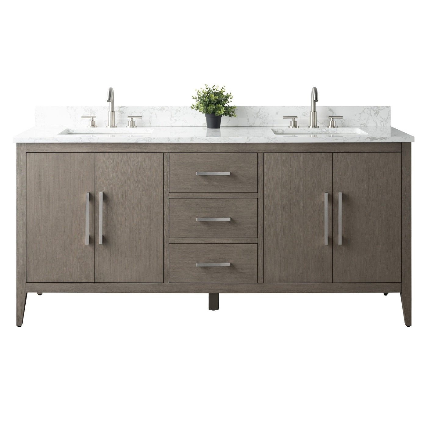 Vanity Art 72 Double Sink Bathroom Vanity Cabinet with Engineered Marble Top