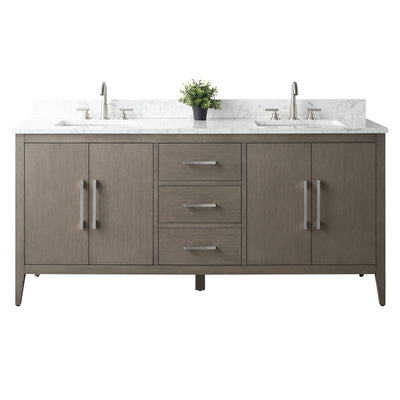 Vanity Art 72 Double Sink Bathroom Vanity Cabinet with Engineered Marble Top