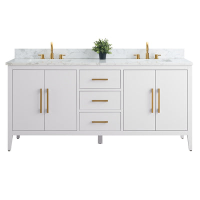 Vanity Art 72 Double Sink Bathroom Vanity Cabinet with Engineered Marble Top