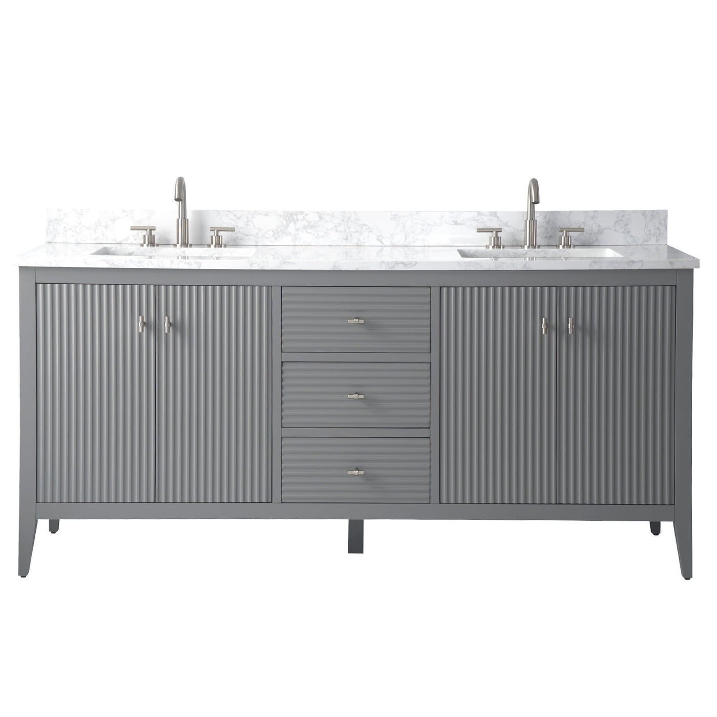 Vanity Art 72 Double Sink Bathroom Vanity Cabinet with Engineered Marble Top