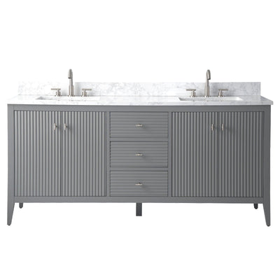 Vanity Art 72 Double Sink Bathroom Vanity Cabinet with Engineered Marble Top