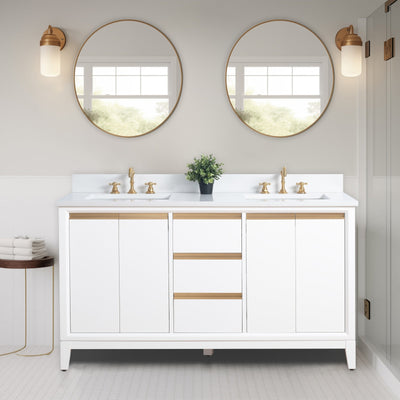 Vanity Art Bathroom Vanity with Ceramic Sink and Engineered Marble Top
