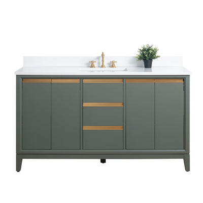 Vanity Art Bathroom Vanity with Ceramic Sink and Engineered Marble Top