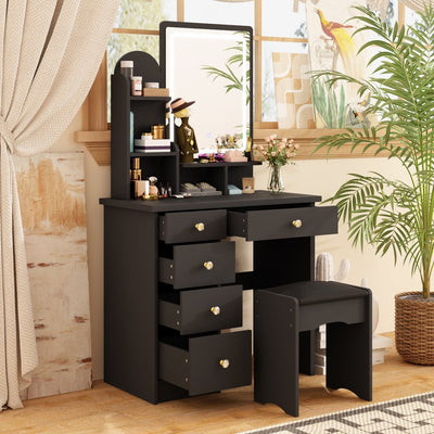 Vanity Set With Mirror and Lamp Home Makeup Dressing Table with Stool