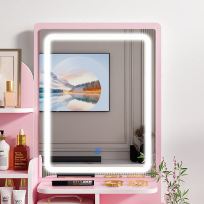 Vanity Set With Mirror and Lamp Home Makeup Dressing Table with Stool