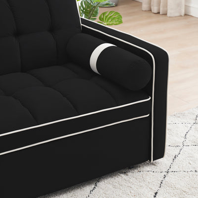 Velvet Convertible 55'' 2-Seater Sleeper Sofa with Pull-Out Bed, Adjustable Recline, Side Pockets, and Phone Holder