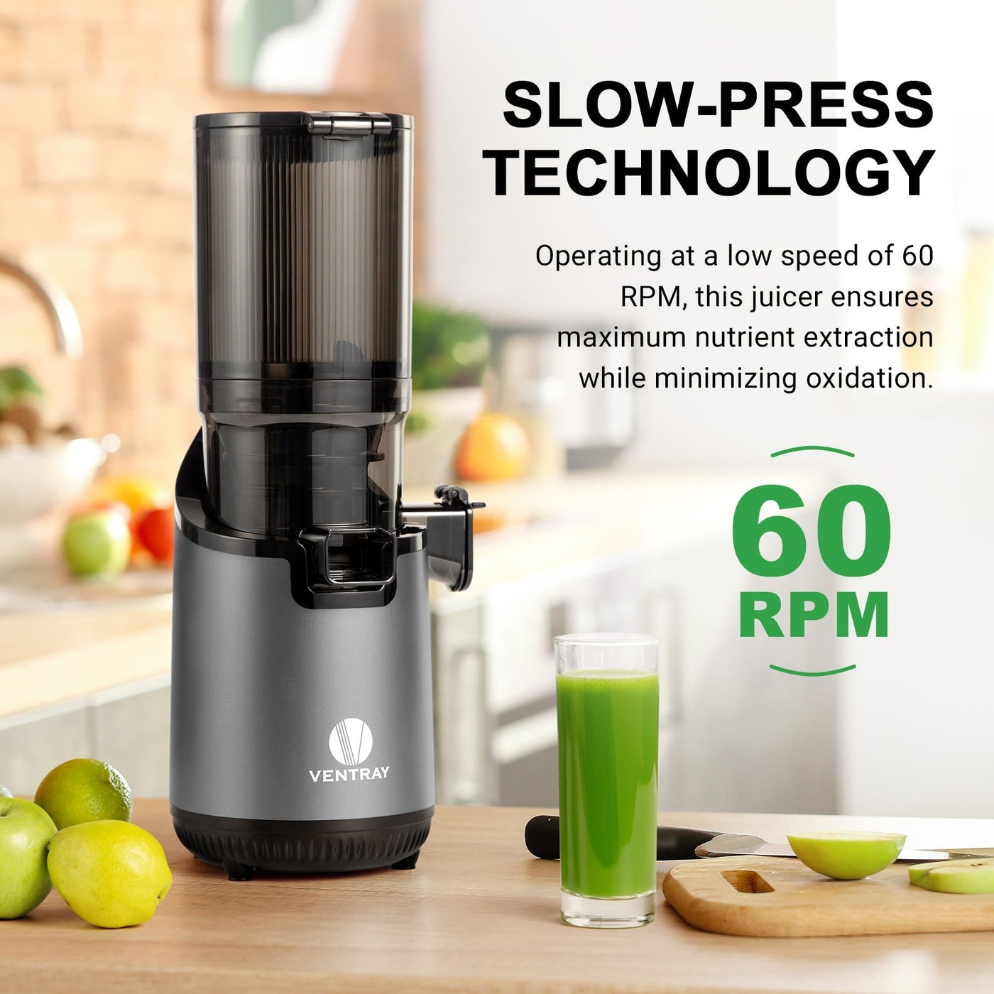 Ventray 900 Slow Masticating Juicer, Cold Press Juicer with 5.1 Extra Large Wide Feed Chute