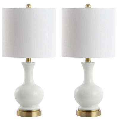 Vermont 22 Glass/Metal LED Table Lamp, White (Set of 2) by JONATHAN Y