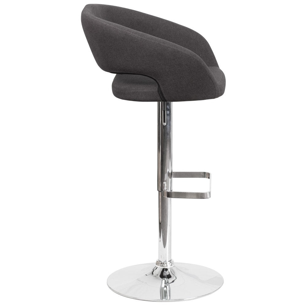 Modern Upholstered Adjustable-Height Barstool with Rounded Back