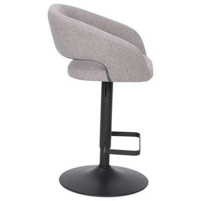 Modern Upholstered Adjustable-Height Barstool with Rounded Back