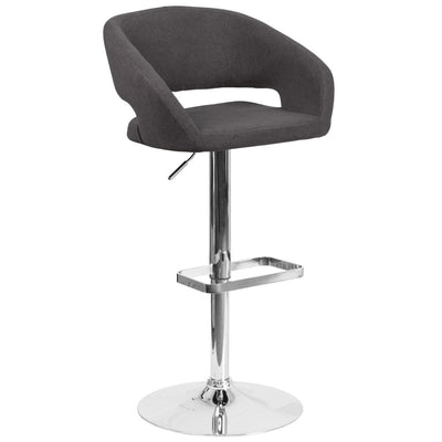 Modern Upholstered Adjustable-Height Barstool with Rounded Back