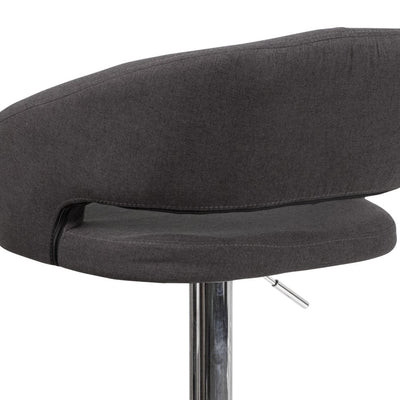Modern Upholstered Adjustable-Height Barstool with Rounded Back