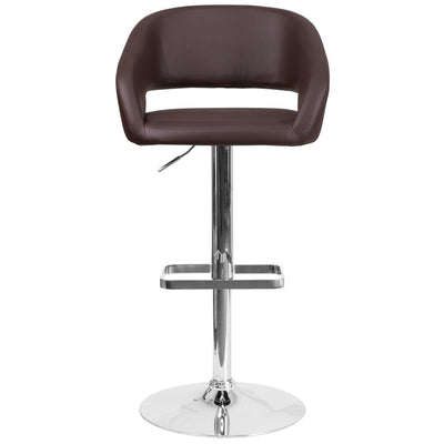 Modern Upholstered Adjustable-Height Barstool with Rounded Back