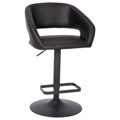 Modern Upholstered Adjustable-Height Barstool with Rounded Back