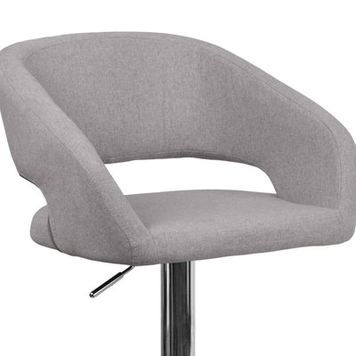 Modern Upholstered Adjustable-Height Barstool with Rounded Back