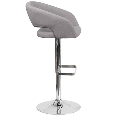 Modern Upholstered Adjustable-Height Barstool with Rounded Back