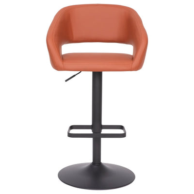 Modern Upholstered Adjustable-Height Barstool with Rounded Back