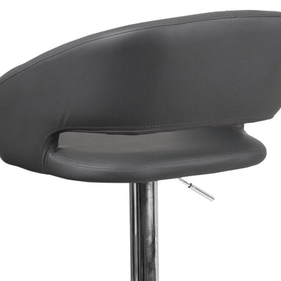 Modern Upholstered Adjustable-Height Barstool with Rounded Back