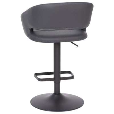 Modern Upholstered Adjustable-Height Barstool with Rounded Back
