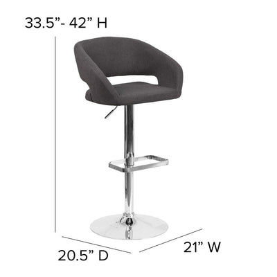 Modern Upholstered Adjustable-Height Barstool with Rounded Back