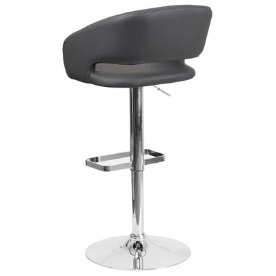 Modern Upholstered Adjustable-Height Barstool with Rounded Back